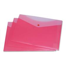 VLB Letter Vinyl File Pocket - 8 1/2" x 11" - 2 Front & Back Pocket(s) - Polypropylene - Strawberry - 1 Each