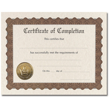 Masterpiece Certificate of Completion - 65 lb - 8.50" x 11"6 Sheet