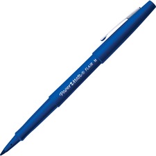 Paper Mate Flair Point Guard Felt Tip Marker Pens - Medium Pen Point - Blue Water Based Ink - Blue Barrel - 1 Dozen