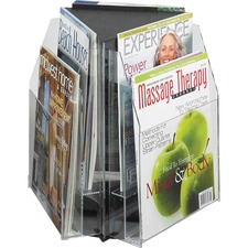 Safco Reveal 2-tier Tabletop Magazine Display - 6 Pocket(s) - 6 Compartment(s) - Compartment Size 7.25" (184.15 mm) x 9" (228.60 mm) x 1" (25.40 mm) - 14" Height x 15" Width x 15" DepthDesktop - Clear - Acrylic - 1 Each