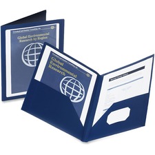 Oxford ViewFolio Letter Pocket Folder - 8 1/2" x 11" - 100 Sheet Capacity - 2 Pocket(s) - Blue - 1 Each