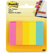 Post-it® Page Marker Flag - 1/2" x 2" - Rectangle - Fluorescent - Removable - 250 / Pack
