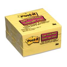 Post-itÂ® Super Sticky Ruled Adhesive Notes - 4" x 4" - Square - Ruled - Canary Yellow - 3 / Pack