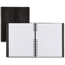 Blueline NotePro Lizard-Look Hard Cover Composition Book - 150 Sheets - Twin Wirebound - 11" x 8 1/2" - 8.50" (215.90 mm) x 11.63" (295.40 mm) x 18.88" (479.55 mm) - Black Cover - Hard Cover, Micro Perforated, Index Sheet, Self-adhesive, Pocket - Recycled