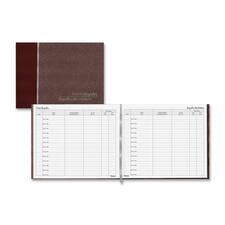 Blueline Bilingual Visitor's Record Book - 128 Sheet(s) - Sewn Bound - 9 7/8" (25.1 cm) x 8 1/2" (21.6 cm) Sheet Size - Burgundy Cover - Recycled - 1 Each