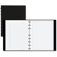 Blueline NotePro Ruled Notebook - Julian Dates - Daily - 7:00 AM to 8:00 PM - Half-hourly - 7 5/8" x 9 1/2" Sheet Size - Twin Wire - White - Paper - Black - Micro Perforated, Index Sheet, Tabbed, Pocket, Hard Cover - 1 Each