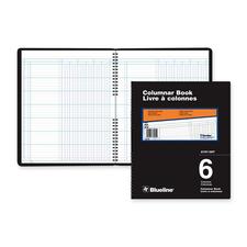 Blueline 767 Series Double Format Columnar Book - 80 Sheet(s) - Spiral Bound - 10" (25.4 cm) x 12 1/4" (31.1 cm) Sheet Size - 6 Columns per Sheet - White Sheet(s) - Black Cover - Recycled - 1 Each