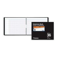 Blueline 769 Series Columnar Book - 80 Sheet(s) - Twin Wirebound - 15" (38.1 cm) x 12" (30.5 cm) Sheet Size - 36 Columns per Sheet - White Sheet(s) - Black Cover - Recycled - 1 Each