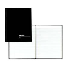 Blueline Hard Cover Composition Book - 144 Pages - Perfect Bound - Ruled - 9 1/4" x 7 1/4" - White Paper - Black Cover - Hard Cover - Recycled - 1 Each