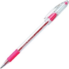 Pentel R.S.V.P. Ballpoint Stick Pens - Fine Pen Point - 0.7 mm Pen Point Size - Refillable - Pink - Clear Barrel - 1 Each