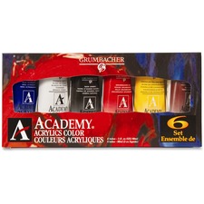 Grumbacher Acrylic Introductory 6-Color Paint Set - 6 Color(s) - Burnt Sienna, Ultramarine Blue, Red, Titanium White, Medium Cadmium Yellow, Raw Umber - 3 oz - 1 / Set