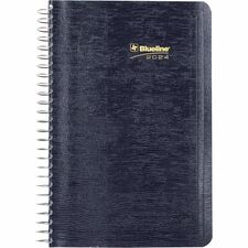 Blueline® Essential Daily Planner - Daily - 1 Year - January 2023 till December 2023 - 7:00 AM to 7:30 PM - Half-hourly - 1 Day Single Page Layout - 5" x 8" Sheet Size - Wire Bound - Blue - Appointment Schedule, Reference Calendar, Notes Area, Tear-off, Address Directory, Phone Directory, Expense Form - 1 Each