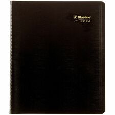 BluelineÂ® Monthly Diaries - Julian Dates - Monthly - 16 Month - September 2023 - December 2024 - 8" x 10 1/2" Sheet Size - Black - Bilingual, Reference Calendar, Address Directory, Phone Directory - 1 Each
