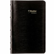Blueline Blueline Weekly Planner - Weekly - January 2023 till December 2023 - 7:00 AM to 6:00 PM - Hourly - 5" x 8" Sheet Size - Twin Wire - Black - Bilingual, Reference Calendar, Address Directory, Phone Directory, Index Sheet, Tabbed, Tear-off - 1 Each
