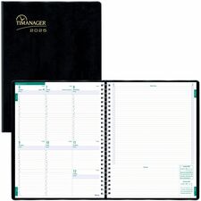 Blueline Blueline 13-Month Timanager Weekly Planner - Business - Weekly - December 2023 - December 2024 - 7:00 AM to 6:30 PM - Half-hourly - 1 Week Single Page Layout - 8 1/2" x 11" Sheet Size - Twin Wire - Black - Vinyl - Notes Area, Appointment Schedule