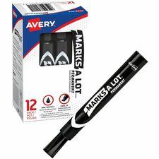 AveryÂ® Marks-A-Lot Regular Permanent Marker - Chisel Marker Point Style - Black - 1 Each
