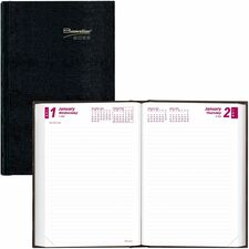 Brownline Daily Planner - Daily - January 2024 - December 2024 - 5" x 7 1/2" Sheet Size - Black - Reference Calendar, Reminder Section, Tear-off - 1 Each