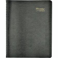 Brownline Essential Weekly Diary - Weekly - January 2024 - December 2024 - 7:00 AM to 8:45 PM - Quarter-hourly, 7:00 AM to 5:45 PM - Quarter-hourly - 1 Week Double Page Layout - 8 1/2" x 11" Sheet Size - Black - Address Directory, Phone Directory, Tear-of