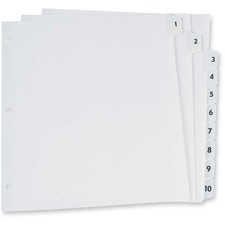 Oxford Preprinted Laminated Tab Index Divider - Printed Tab(s) - Digit - 1-10 - 8.50" Divider Width x 11" Divider Length - Letter - White Divider - White Mylar Tab(s) - Recycled - Reinforced Tab, Rip Proof - 10 / Set