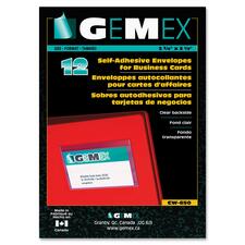 Gemex Adhesive Vinyl Pockets - 3.8" Height x 2.5" Width - Clear - Vinyl - 12 / Pack