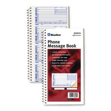 Blueline D50976 NCR Telephone Message Book - 100 Sheet(s) - Spiral Bound - 2 PartCarbonless Copy - 5.50" (139.70 mm) x 11" (279.40 mm) Sheet Size - White Sheet(s) - 1 Each