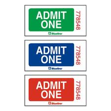 Blueline Admit One Ticket - 1000 Roll / - Assorted
