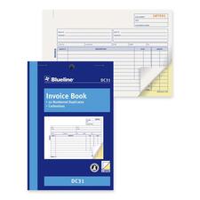 Blueline Invoice Book - 50 Sheet(s) - 2 PartCarbonless Copy - 8" (203.20 mm) x 5.38" (136.53 mm) Sheet Size - Blue Cover - 1 Each