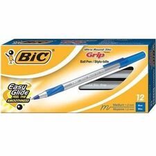 BIC Round Stic Grip Extra Comfort Blue Ballpoint Pens, Medium Point (1.2 mm), 12-Count Pack, Excellent Writing Pens With Soft Grip for Superb Comfort and Control - Medium Pen Point - 1.2 mm Pen Point Size - Blue - 12 Pack
