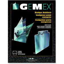 Gemex Badge Holder With Clip - 3" (76.20 mm) x 4" (101.60 mm) x - 100 / Box - Clear