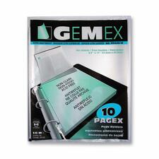 Gemex Top-loading Page Protectors - 0" Thickness - For Letter 8 1/2" x 11" Sheet - 3 x Rings - Ring Binder - Rectangular - Polypropylene - 10 / Pack