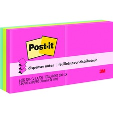 Post-itÂ® Pop-Up Refill Notes - 3" x 3" - Square - Neon - 6 / Pack