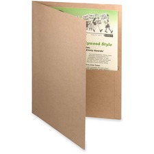 Oxford Letter Recycled Pocket Folder - 8 1/2" x 11" - 2 Inside Front, Inside Front & Back Pocket(s) - Fiber - Natural - 10% Recycled - 10 / Pack