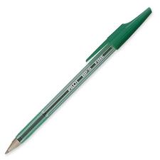 Better Ballpoint Stick Pen - Fine Pen Point - Refillable - Green - Clear Barrel - Stainless Steel Tip - 1 Each