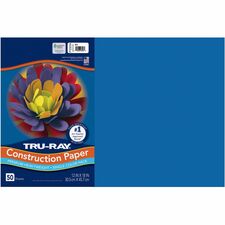 Tru-Ray Heavyweight Construction Paper - Art, Craft - 18" Width x 12" Length - 50 / Pack - Blue - Sulphite