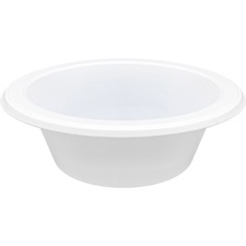 Genuine Joe 12 oz Reusable Plastic Bowls - Serving - Disposable - White - Plastic Body - 125 / Pack