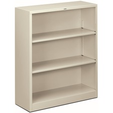 HON Brigade Steel Bookcase | 3 Shelves | 34-1/2"W | Light Gray Finish - 41" Height x 34.5" Width x 12.6" Depth - Adjustable Shelf, Reinforced, Welded, Durable, Compact - Steel