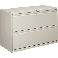 HON Brigade 800 H892 Lateral File - 28.4" Height x 42" Width x 18" Depth - Total Drawer(s): 2 - Finish: Light Gray - Radius Pull, Lockable, Glide, Removable Lock, Heavy Duty - For File Storage, Workstation, Desk, Office - 1 Each