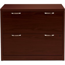 HON Valido H11563 Lateral File - 29.5" Height x 36" Width x 20" Depth - Total Drawer(s): 2 - Ribbon Edge - Finish: Mahogany - Glide, Durable, Scratch Resistant, Spill Resistant, Stain Resistant, Liquid Resistant - For File, File Folder, Office