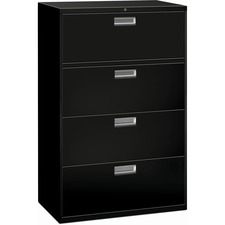 HON Brigade 600 H684 Lateral File - 36" x 19.3"53.3" - 4 Drawer(s) - Finish: Black