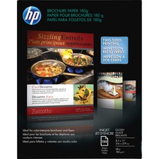HP Inkjet Brochure/Flyer Paper - Glossy - 98 Brightness - 98% Opacity - Letter - 8 1/2" x 11" - 48 lb Basis Weight - Glossy - 150 / Pack - Double-sided