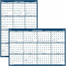 House of Doolittle Recycled Laminated Reversible Planner - Professional - Julian Dates - Yearly - 12 Month - January 2024 - December 2024 - 24" x 37" Blue/Gray Sheet - 1.25" x 1.63" , 1.38" Block - Blue, Gray - Paper - Laminated - 1 Each