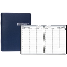 House of Doolittle Blue Professional Weekly Planner - Julian Dates - Weekly - 1 Year - January 2024 - December 2024 - 7:00 AM to 8:45 PM - Quarter-hourly - 1 Week Double Page Layout - 8 1/2" x 11" Sheet Size - Simulated Leather, Paper - Blue - Appointment Schedule, Notepad, Reference Calendar - 1 Each