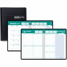 House of Doolittle Express Track Weekly/Monthly Calendar Planner - Julian Dates - Weekly, Monthly - 13 Month - January 2024 - January 2025 - 8:00 AM to 5:00 PM - Hourly - 1 Week, 1 Month Double Page Layout - 8 1/2" x 11" Sheet Size - Wire Bound - Paper, Simulated Leather - Black CoverTabbed, Expense Form - 1 Each