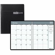 House of Doolittle Expense Log/Memo Page Monthly Planner - Julian Dates - Monthly - 14 Month - December 2023 - January 2025 - 1 Month Double Page Layout - 6 7/8" x 8 3/4" Sheet Size - 1.50" x 1.50" Block - Wire Bound - Simulated Leather, Paper - Black CoverMemo Section, Expense Log, Notepad, Reference Calendar - 1 Each