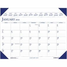 House of Doolittle Eco-friendly Executive Calendar Desk Pad - Julian Dates - Monthly - 1 Year - January 2024 - December 2024 - 1 Month Single Page Layout - 24" x 19" Sheet Size - 2.38" x 3.38" Block - Desk Pad - Multi - Paper, Leatherette - Holder - 1 Each