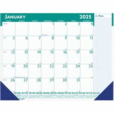 House of Doolittle ExpressTrack Desk Pad Calendar - Julian Dates - Monthly - 13 Month - January 2024 - January 2025 - 1 Month Single Page Layout - 22" x 17" Sheet Size - 2.50" x 2.75" Block - Desk Pad - Blue, Green - Paper - 1 Each