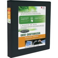 Wilson Jones Heavy Duty Customizer Round Ring Binder - 1/2" Binder Capacity - 100 Sheet Capacity - Round Ring Fastener(s) - Internal Pocket(s) - Black - Recycled - Heavy Duty, Gap-free Ring, PVC-free - 1 Each