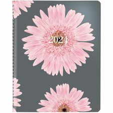 Blueline Blueline 13-Month Pink Daisy Weekly Planner - Weekly - 13 Month - December 2022 - December 2023 - 7:00 AM to 7:30 PM - Half-hourly, 7:00 AM to 4:00 PM - Hourly - 6 3/4" x 8 1/2" Sheet Size - Twin Wire - Pink - Bilingual, Soft Cover - 1 Each