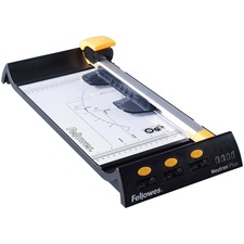 Fellowes Neutronâ„¢ Plus Rotary Trimmer - 4 x Blade(s)Cuts 10Sheet - Fold, Straight, Perforated, Wave Cutting - 3.38" (85.85 mm) Height x 8.50" (215.90 mm) Width x 19.13" (485.90 mm) Depth - Plastic Base, Stainless Steel Blade - Black, Silver
