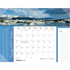 Blueline Blueline World Panorama Monthly Desk Pad Calendar - Monthly - 1 Year - January 2023 - December 2023 - 1 Month Single Page Layout - 17" x 21 1/4" Sheet Size - Desk Pad - Vinyl, Chipboard - Bilingual, Notepad
